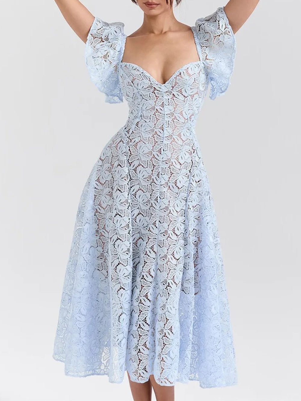 Adelin Short Sleeve Backless Midi Dress - Fashion Pov