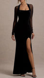 Alessia Square Neck Mesh Maxi Dress - Fashion Pov