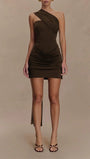 Alina Draped One - Shoulder Mini Dress - Fashion Pov