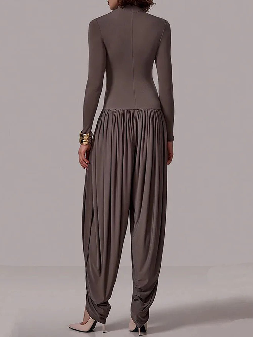 Alina Draped Turtleneck Jumpsuit - Fashion Pov