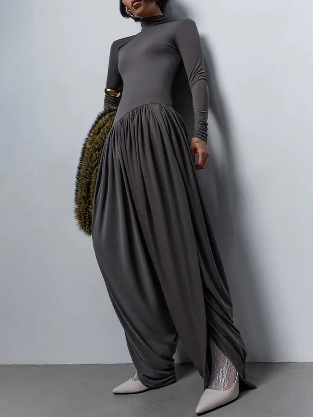 Alina Draped Turtleneck Jumpsuit - Fashion Pov