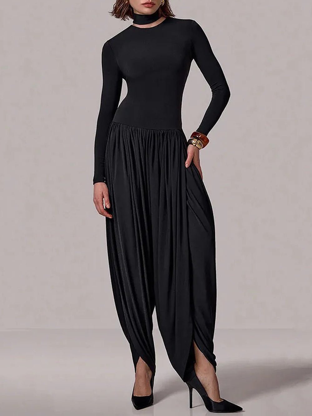 Alina Draped Turtleneck Jumpsuit - Fashion Pov