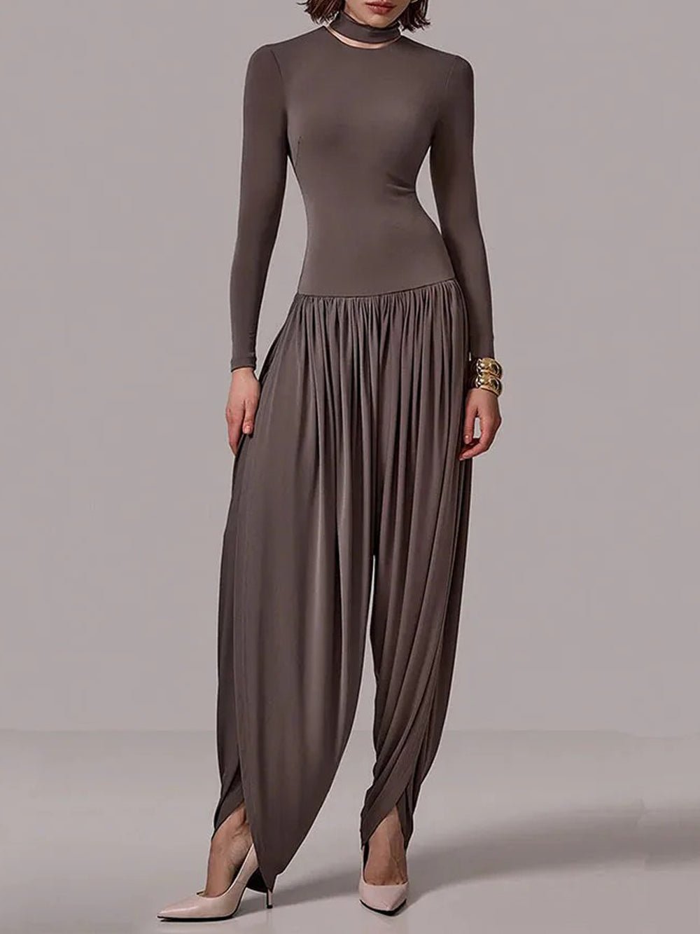 Alina Draped Turtleneck Jumpsuit - Fashion Pov
