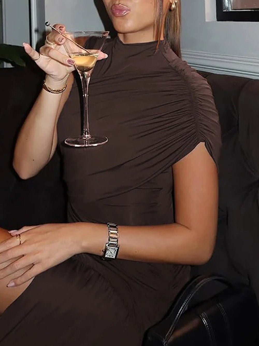 Amara Draped Asymmetric Mini Dress - Fashion Pov