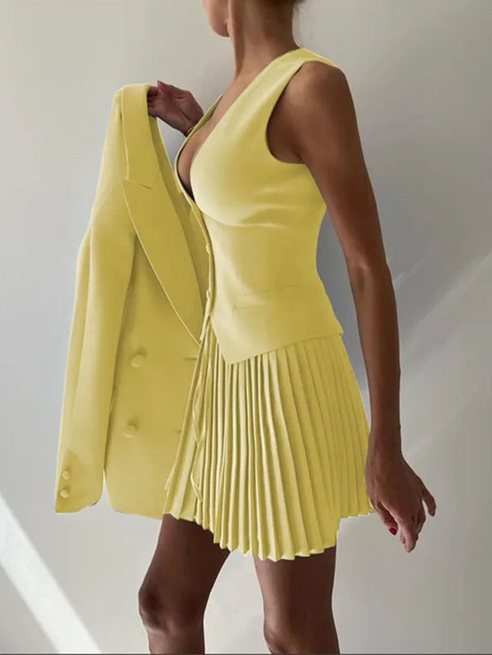 Andrea Single Breasted Top & Mini Skirt - Fashion Pov