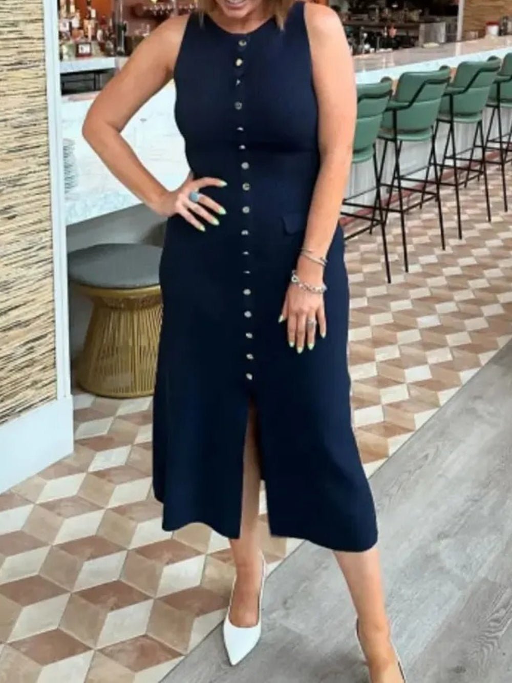 Angela Sleeveless Midi Dress - Fashion Pov