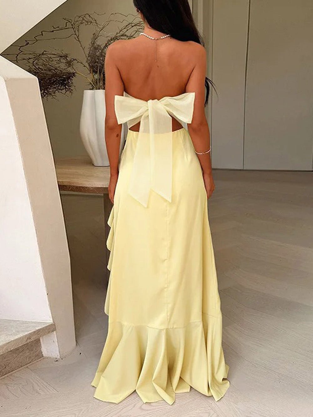 Angie Ruffled Strapless Maxi Dress - Fashion Pov