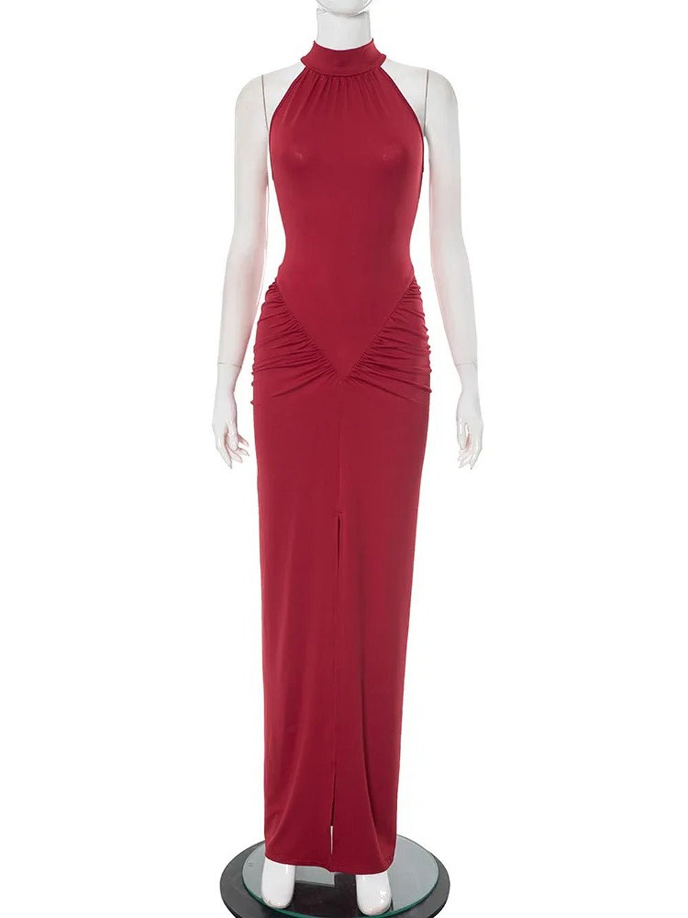 Ariana Halter Ruched Maxi Dress - Fashion Pov