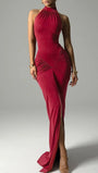 Ariana Halter Ruched Maxi Dress - Fashion Pov