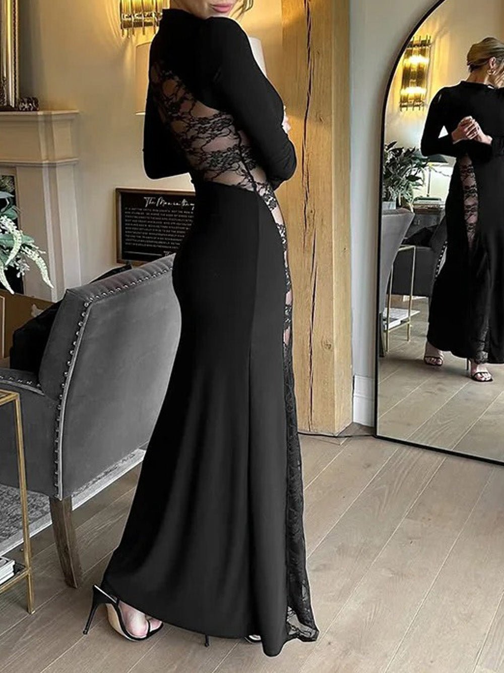 Ariana Sheer Lace Maxi Dress - Fashion Pov