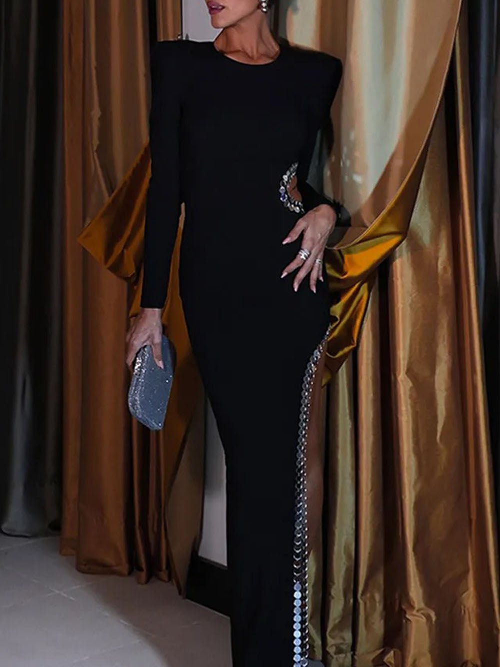 Arya Sequin Shoulder Maxi Dress - Fashion Pov