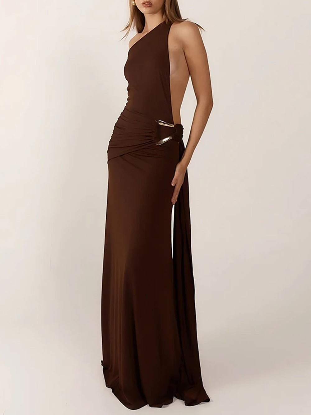 Athena One Shoulder Backless Maxi Dress - Fashion Pov