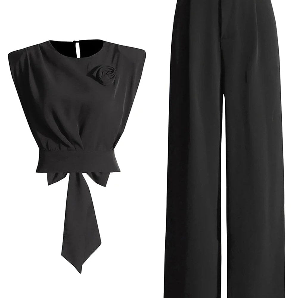 Avril Sleeveless Wide Leg Pant Chic Set - Fashion Pov