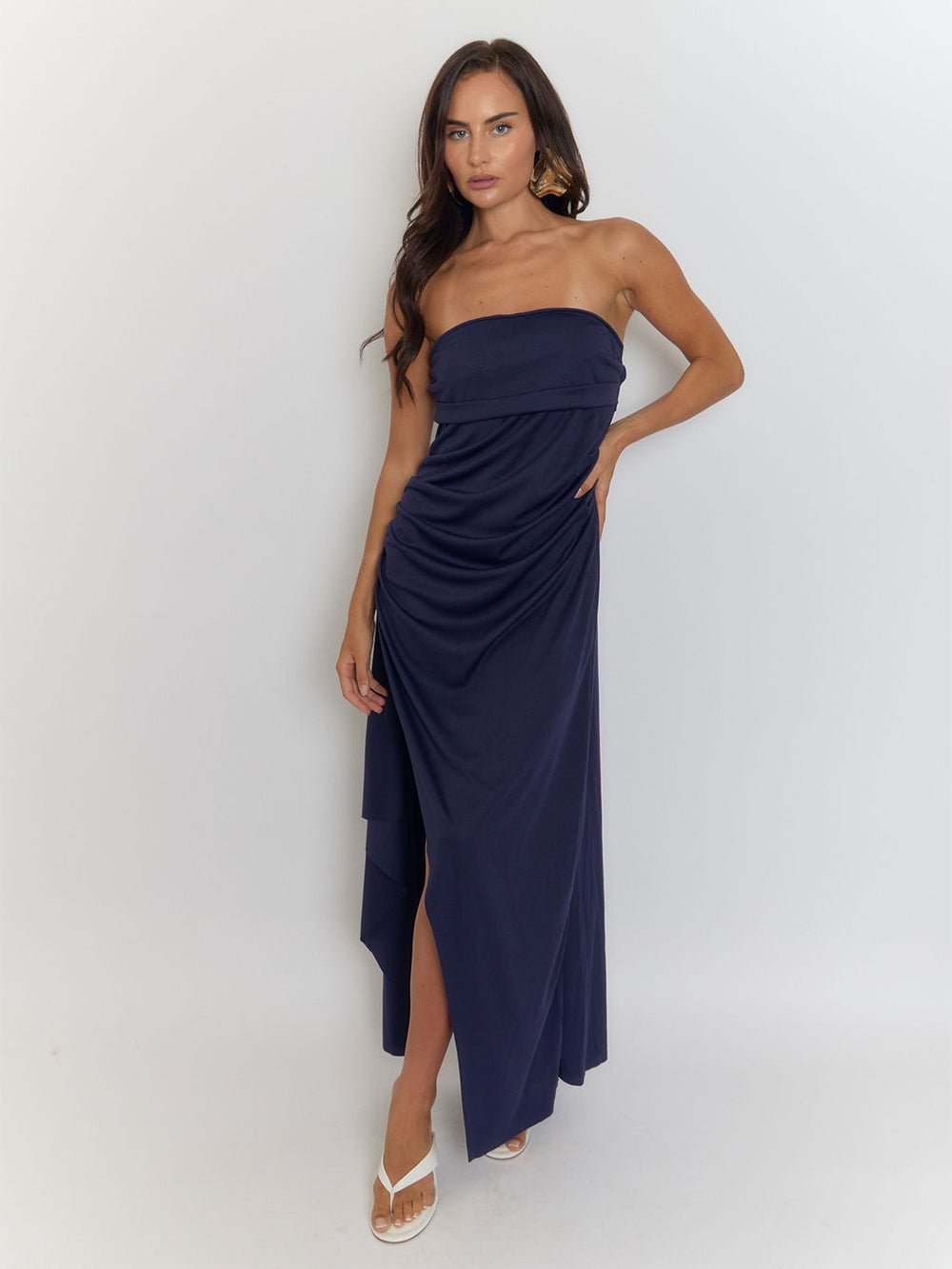 Beatrix Strapless Backless Split Maxi Dress - Fashion Pov