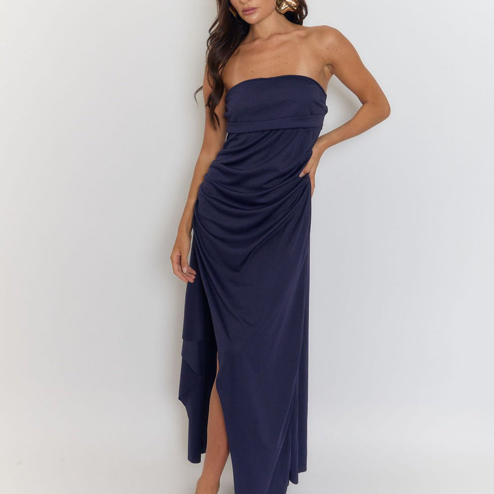Beatrix Strapless Backless Split Maxi Dress - Fashion Pov