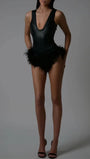 Bianca Deep V Fur Trim Romper - Fashion Pov