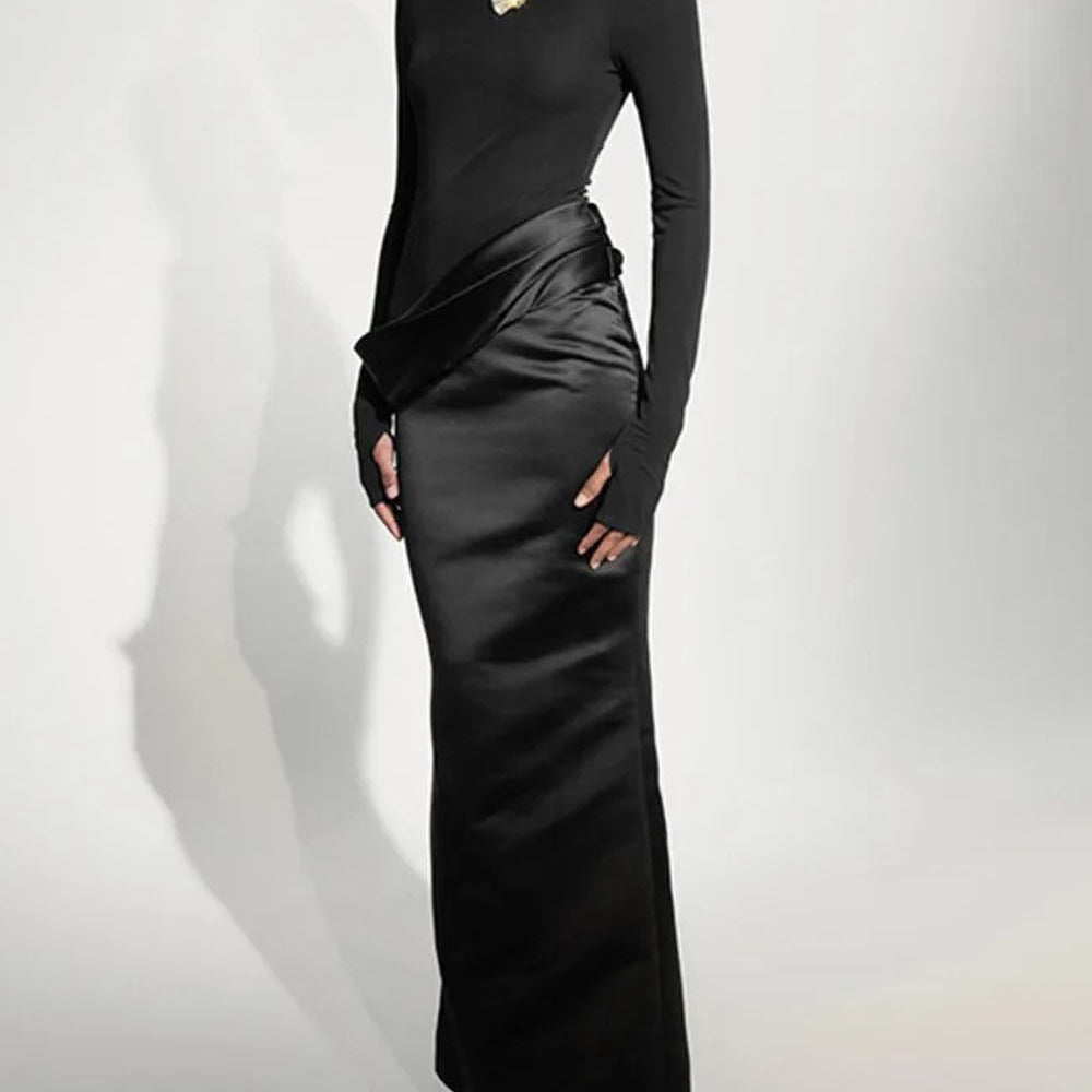 Camila Turtleneck Ruched Maxi Dress - Fashion Pov