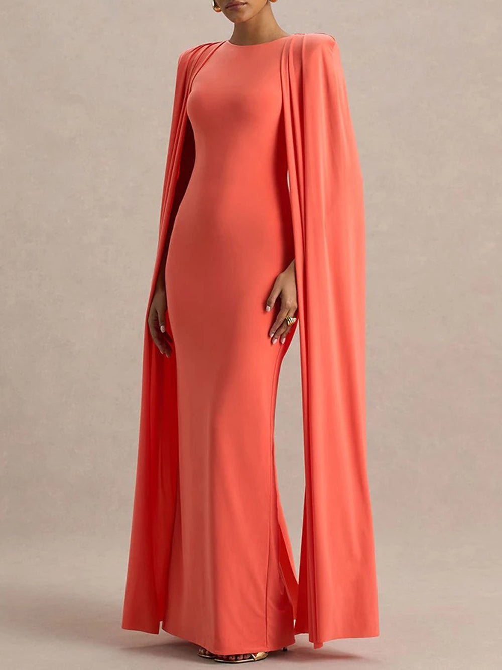 Celeste Cape Sleeve Maxi Gown - Fashion Pov