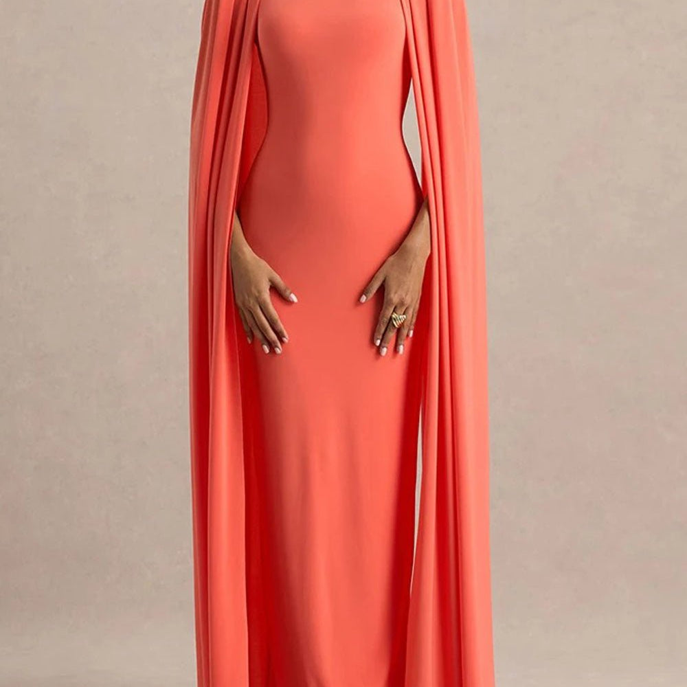Celeste Cape Sleeve Maxi Gown - Fashion Pov