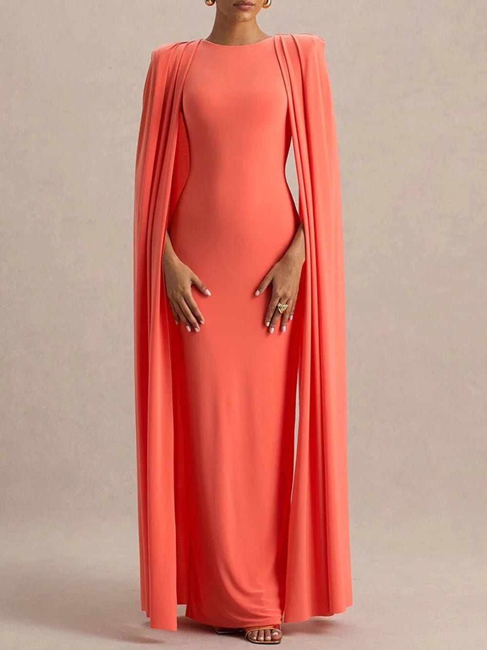 Celeste Cape Sleeve Maxi Gown - Fashion Pov