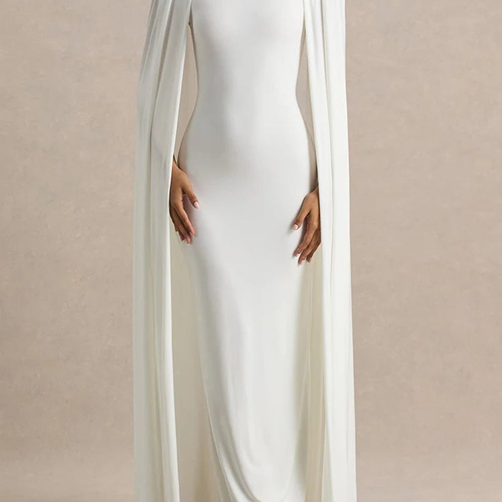 Celeste Cape Sleeve Maxi Gown - Fashion Pov