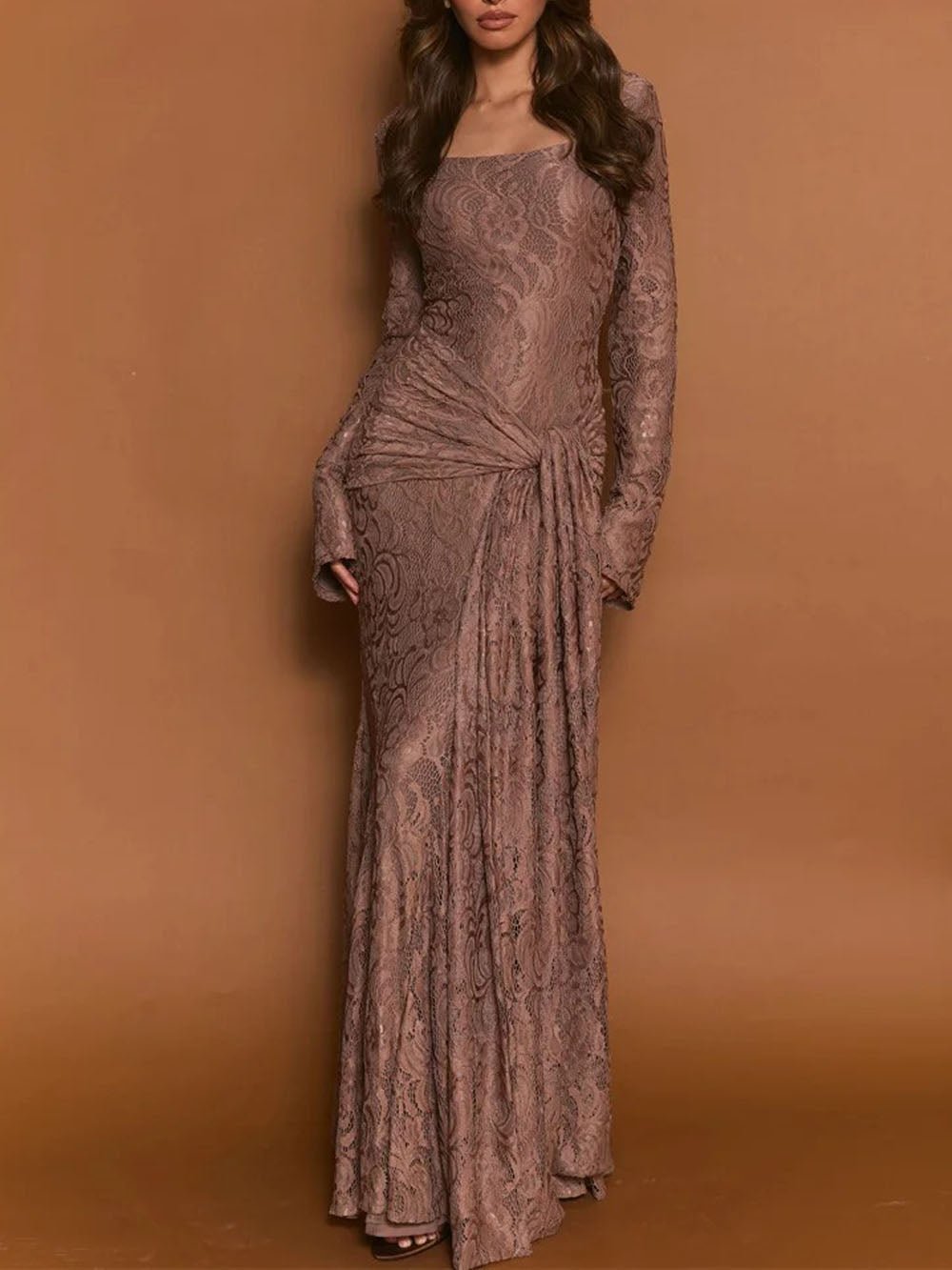 Celeste Draped Lace Maxi Dress - Fashion Pov