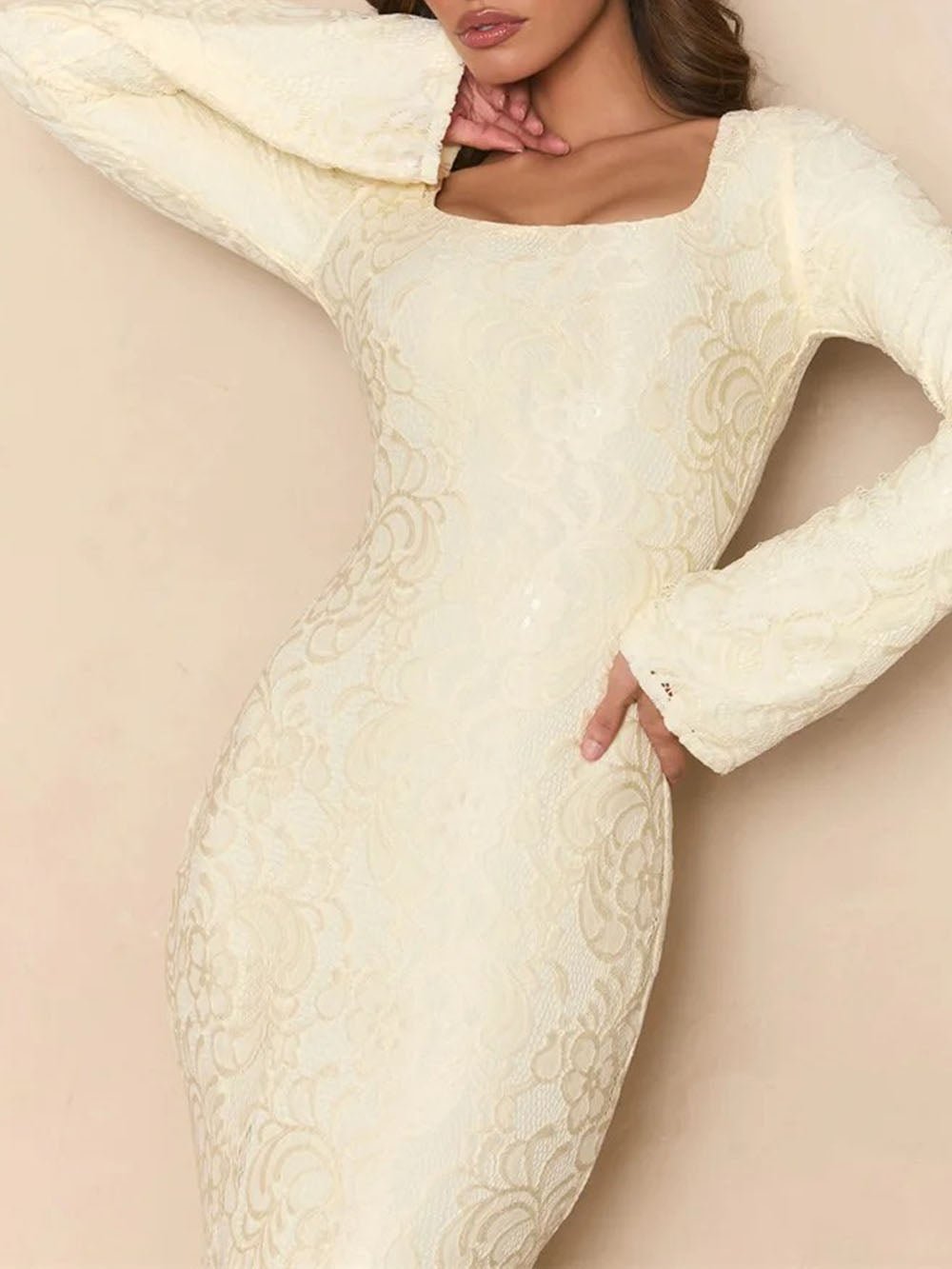 Celeste Draped Lace Maxi Dress - Fashion Pov