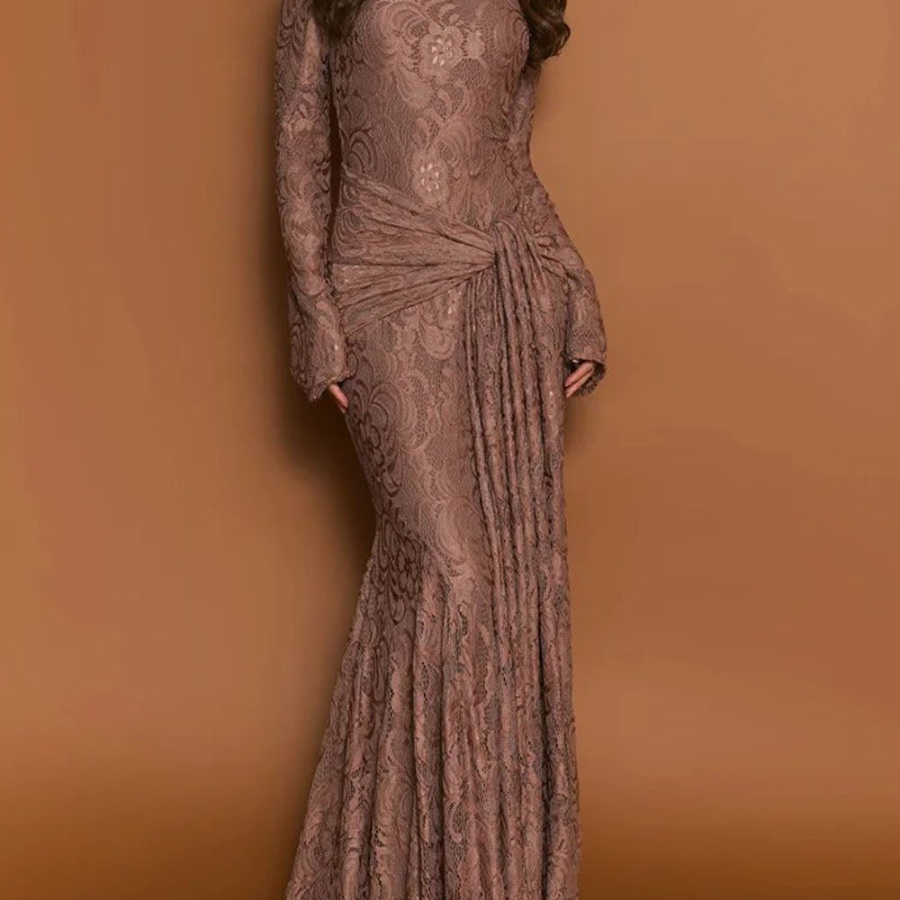Celeste Draped Lace Maxi Dress - Fashion Pov