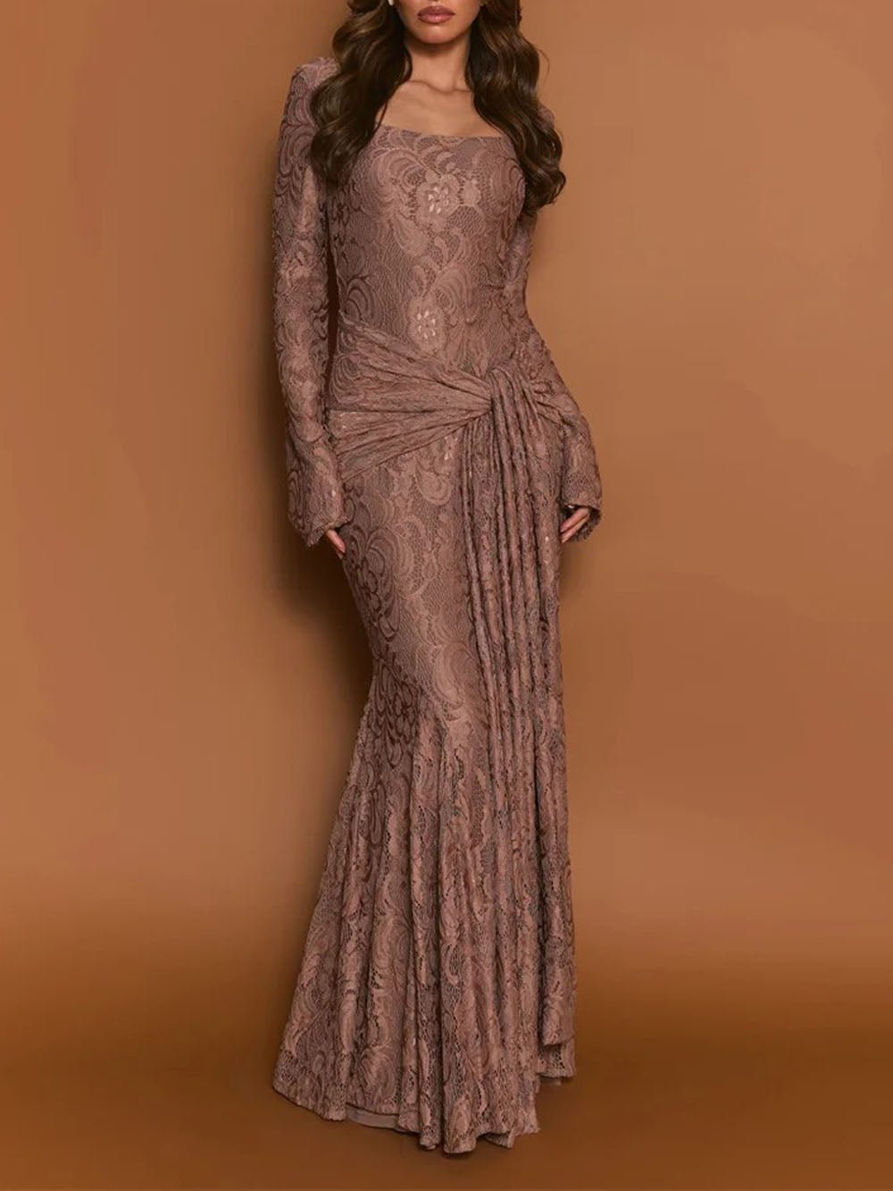 Celeste Draped Lace Maxi Dress - Fashion Pov
