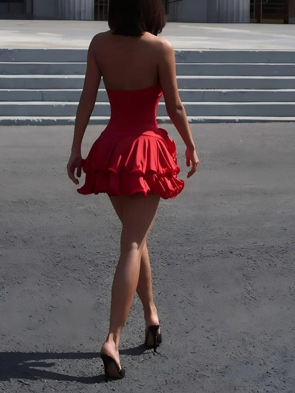 Chloe Halter Ruffled Mini Dress - Fashion Pov