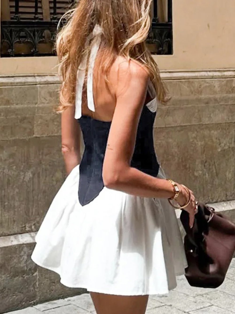 Colette Halter Patchwork Mini Dress - Fashion Pov