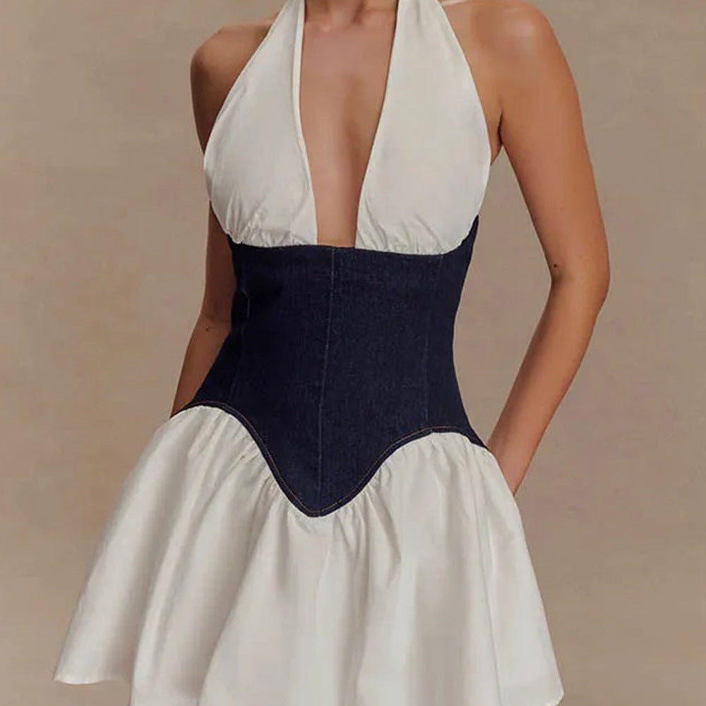 Colette Halter Patchwork Mini Dress - Fashion Pov