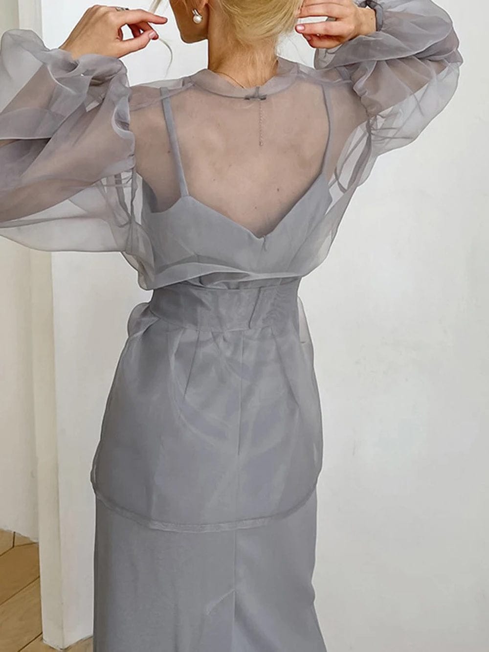 Danai Lantern Belt Mesh Shirt - Fashion Pov