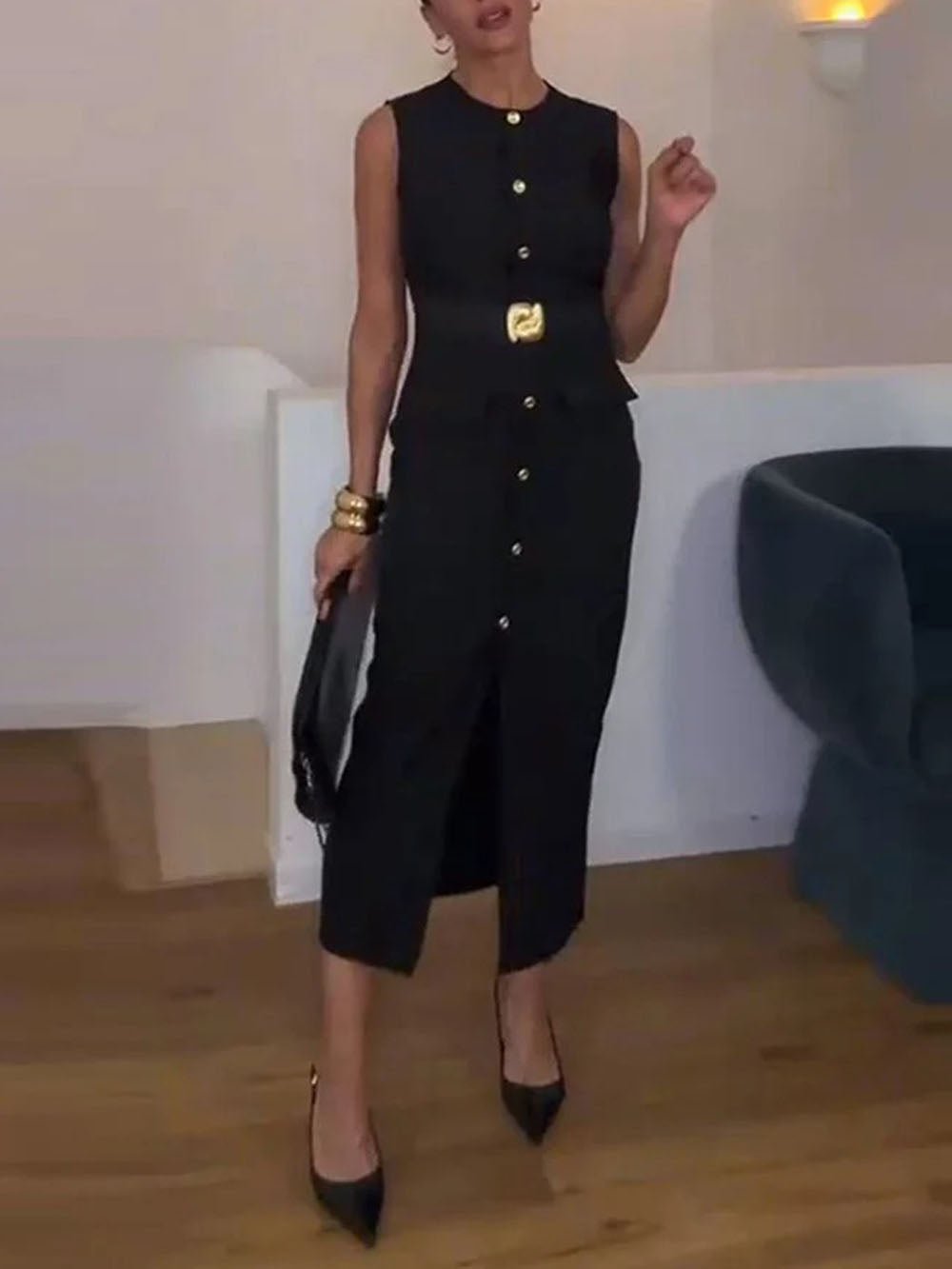 Daphne Sleeveless Midi Dress - Fashion Pov