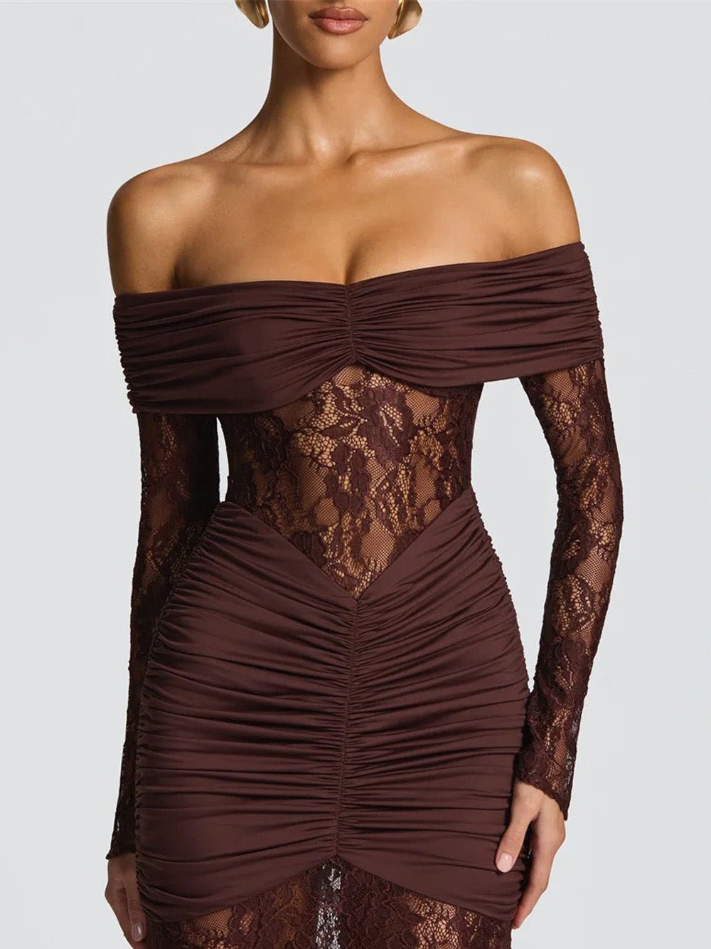 Delphine Off - Shoulder Lace Maxi Dress - Fashion Pov