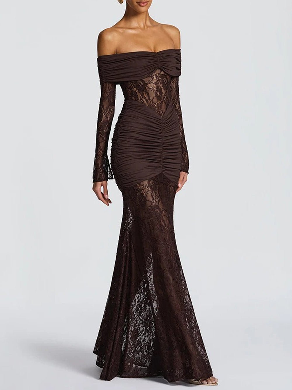 Delphine Off - Shoulder Lace Maxi Dress - Fashion Pov