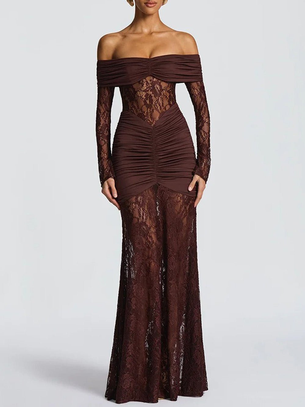 Delphine Off - Shoulder Lace Maxi Dress - Fashion Pov