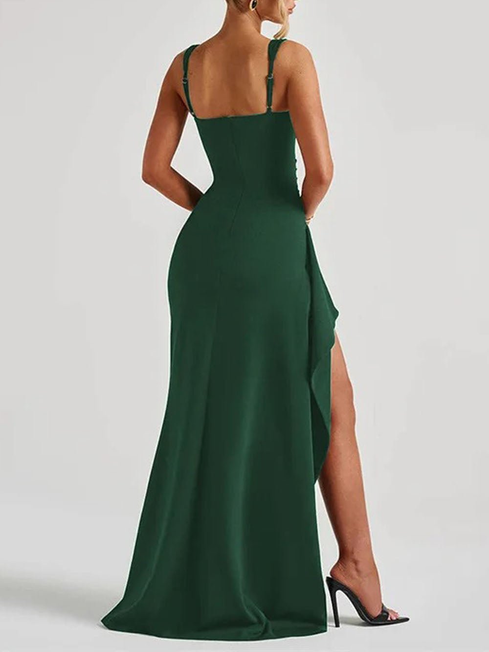 Elena Draped Spaghetti Maxi Dress - Fashion Pov