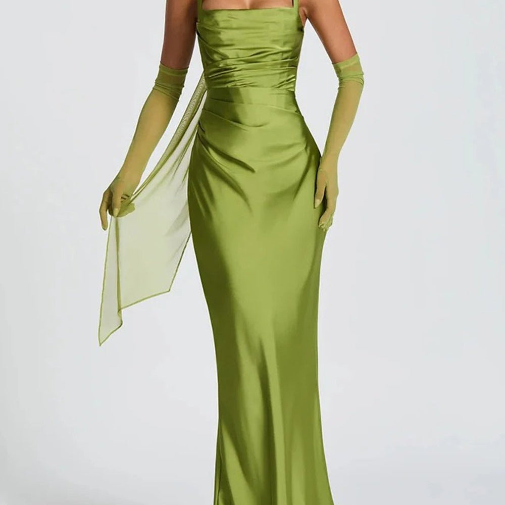 Elena Ruched Square - Neck Maxi Dress - Fashion Pov