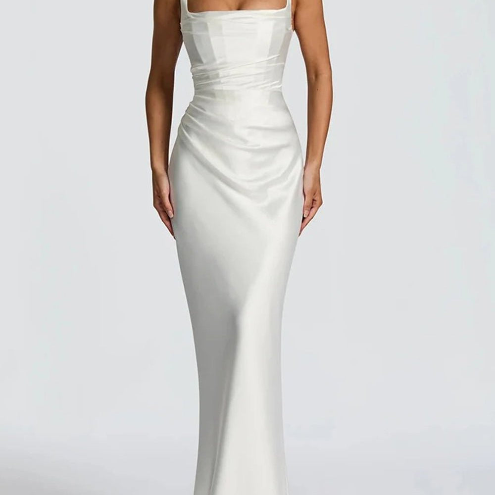 Elena Satin Halter Maxi Dress - Fashion Pov