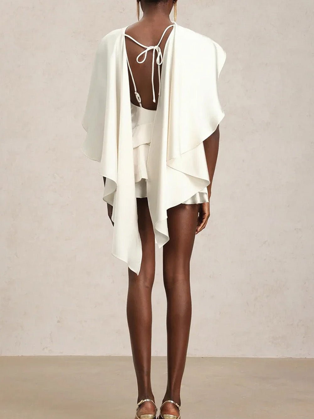 Elise Cape Ruffle Mini Dress - Fashion Pov