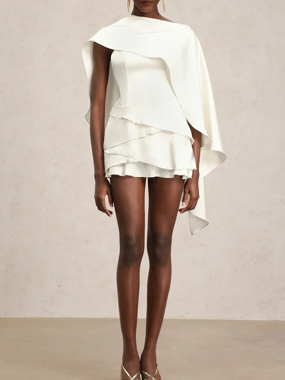 Elise Cape Ruffle Mini Dress - Fashion Pov