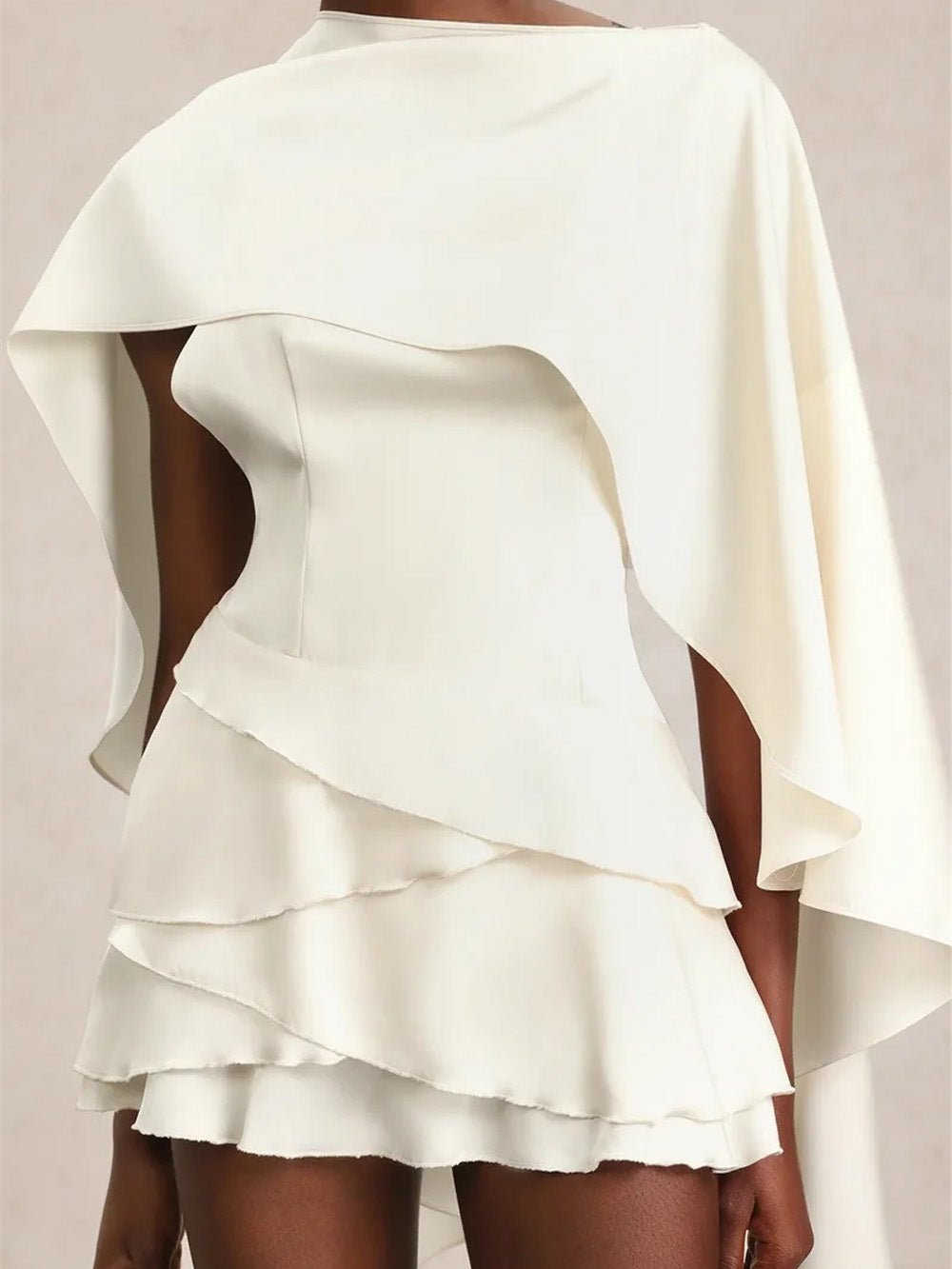 Elise Cape Ruffle Mini Dress - Fashion Pov