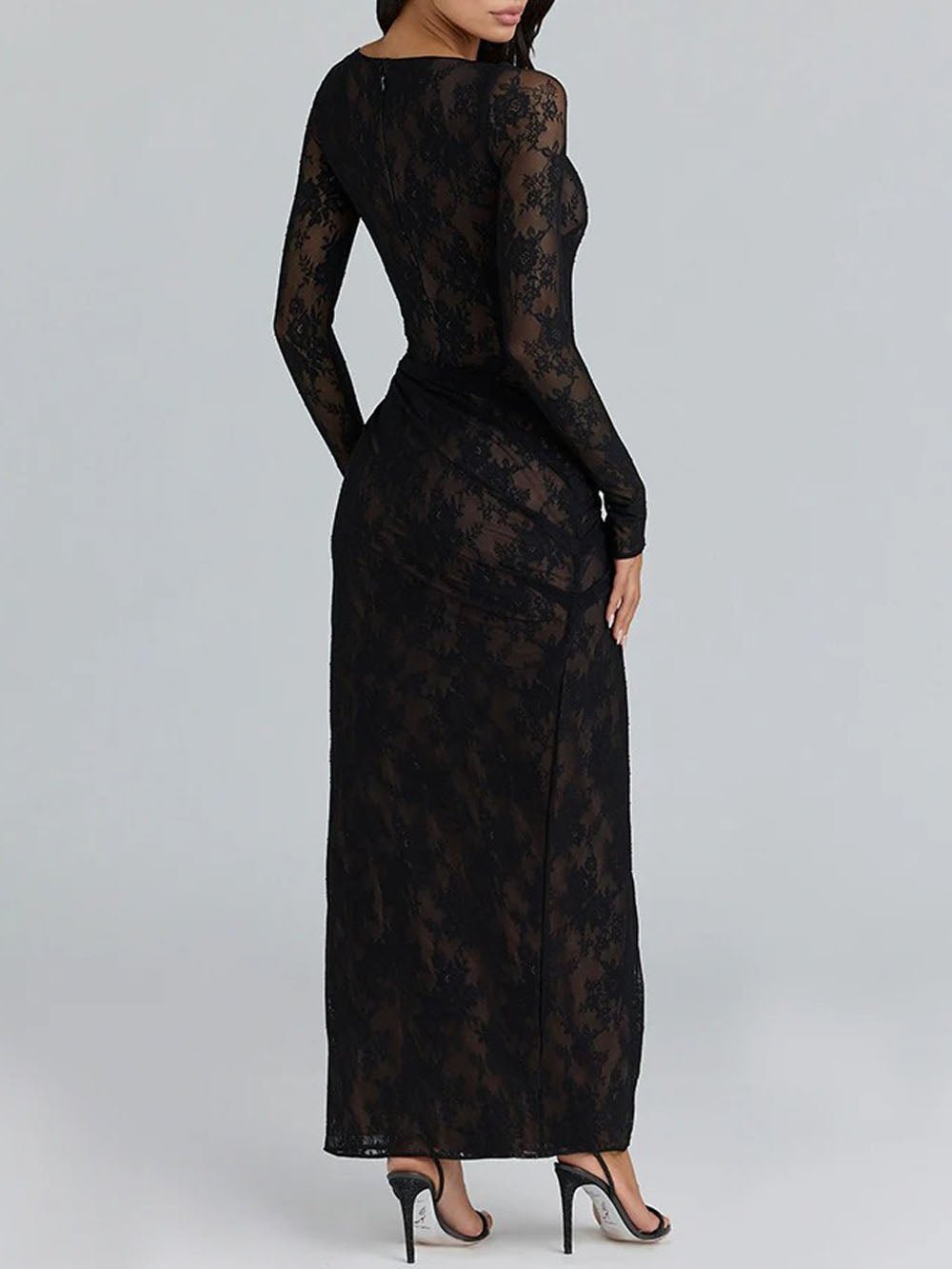 Elise Lace Thigh Split Maxi Dress - Fashion Pov