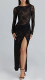Elise Lace Thigh Split Maxi Dress - Fashion Pov