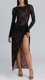 Elise Lace Thigh Split Maxi Dress - Fashion Pov