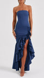 Eliza Strapless Split Ruffle Maxi Dress - Fashion Pov