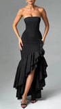 Eliza Strapless Split Ruffle Maxi Dress - Fashion Pov