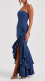 Eliza Strapless Split Ruffle Maxi Dress - Fashion Pov