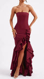 Eliza Strapless Split Ruffle Maxi Dress - Fashion Pov